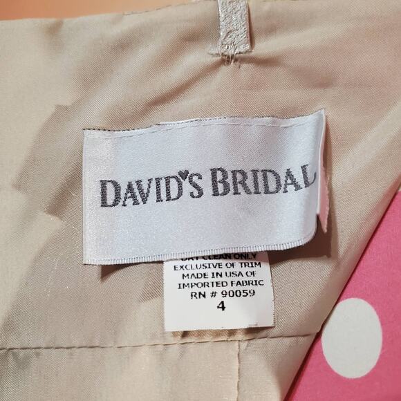 David's Bridal Womens Gold Metallic Crepe Spaghetti Strap Dress Size 4 Wedding - Picture 10 of 12